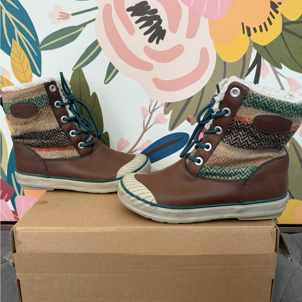 Keen Waterproof Brown and Green Winter Boots